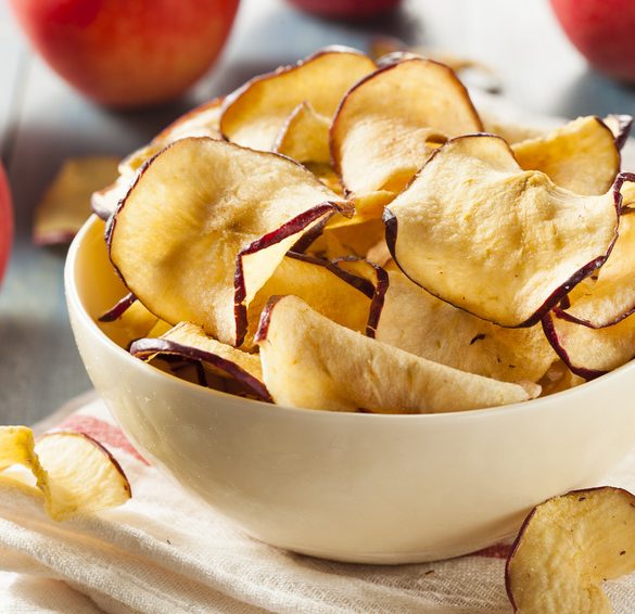 Chips de pommes, sucre croquant au citron