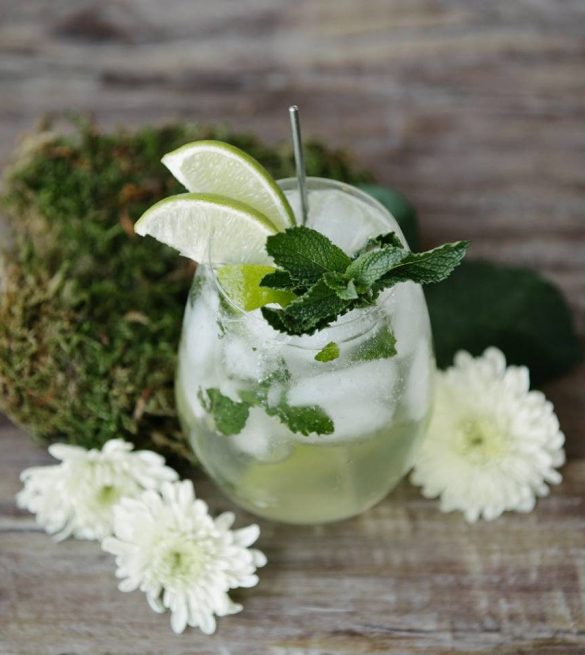 Cocktail de jus de pomme à la lime et menthe