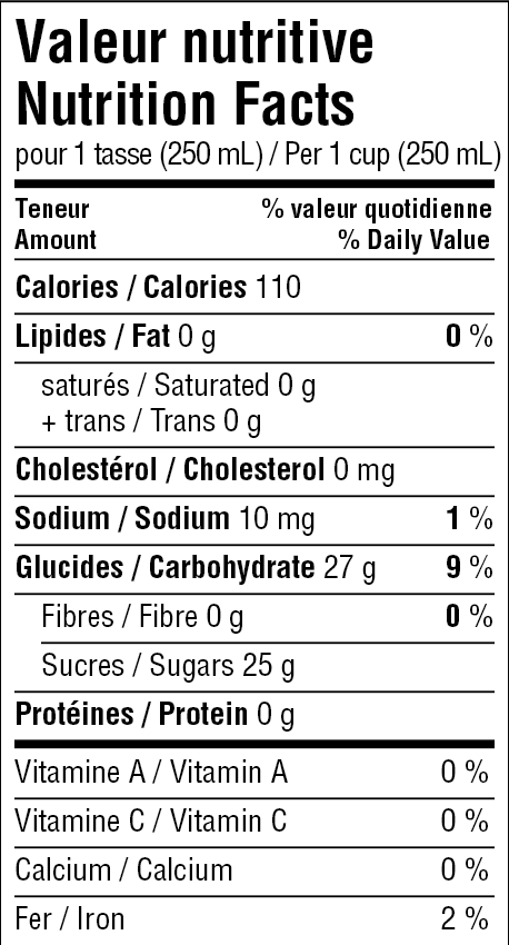 Informations nutritionnelles