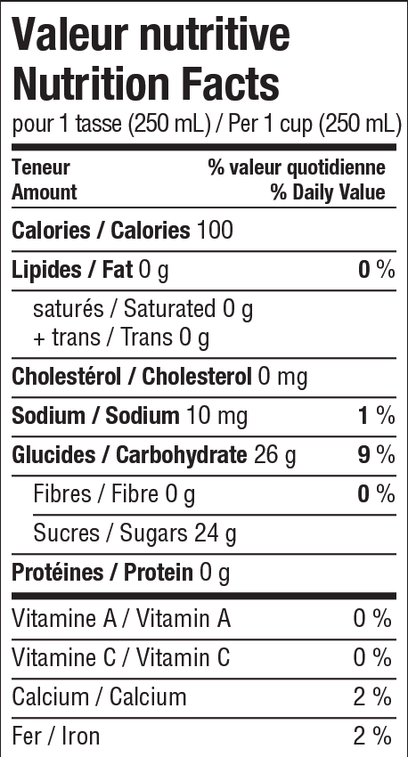 Informations nutritionnelles