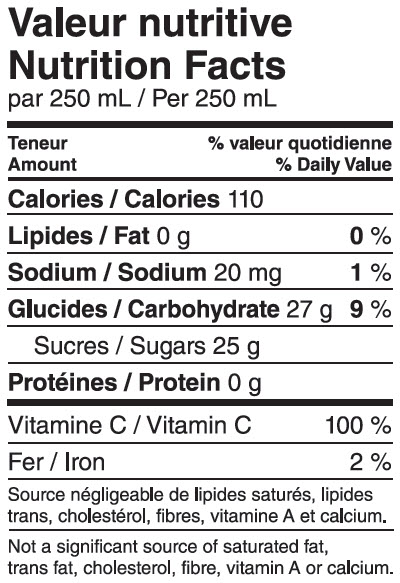 Informations nutritionnelles