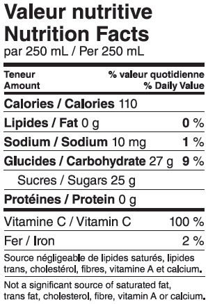 Informations nutritionnelles