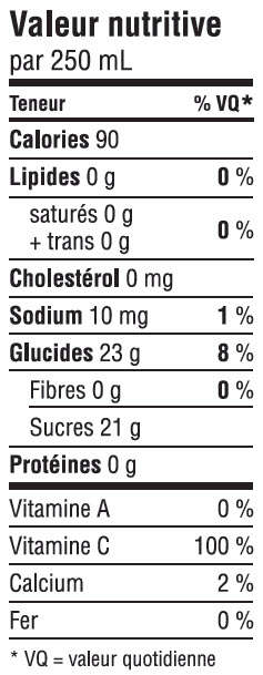 Informations nutritionnelles